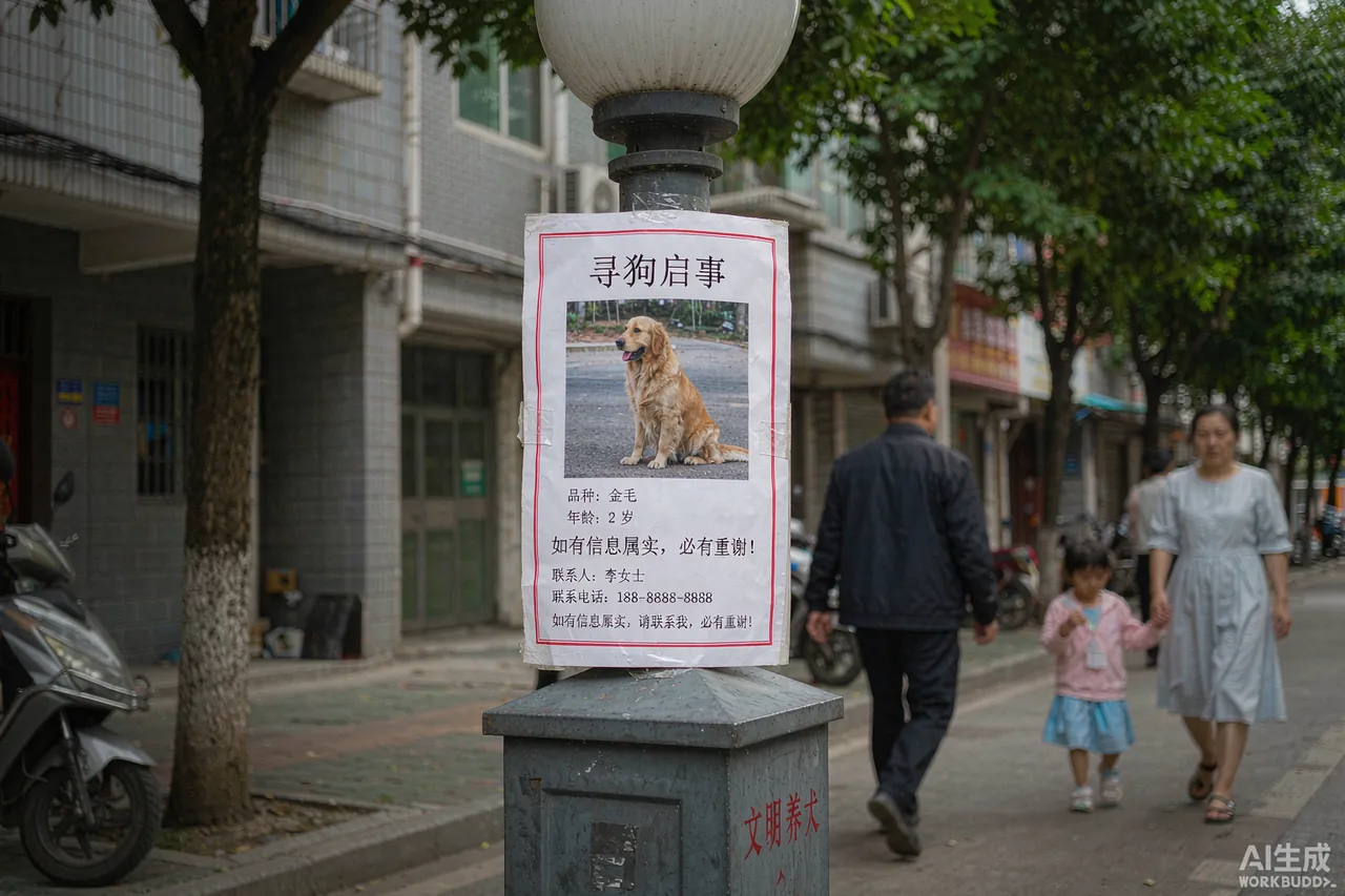 街边张贴的寻狗启事